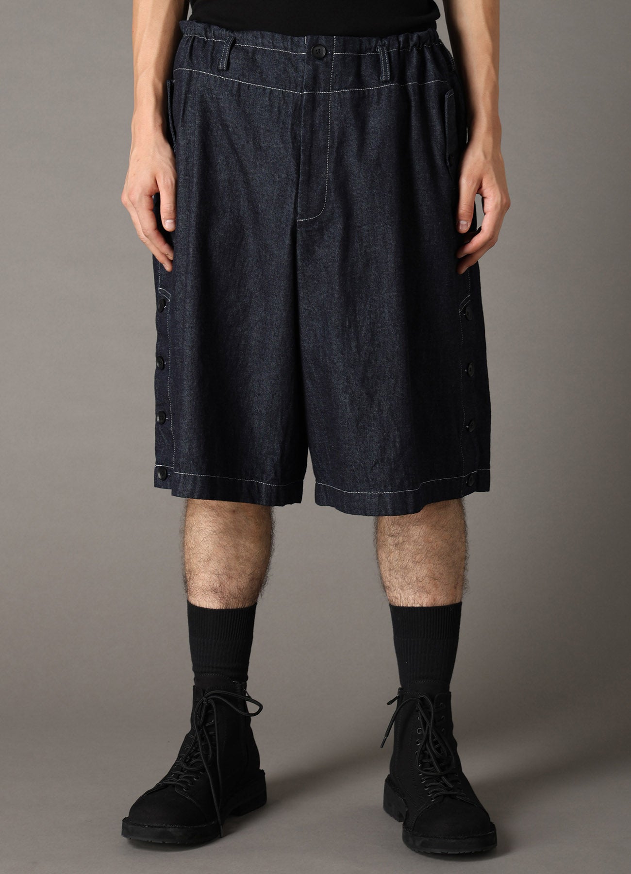 8oz SLUB DENIM SIDE BUTTON SHORT PANTS – THE SHOP YOHJI YAMAMOTO
