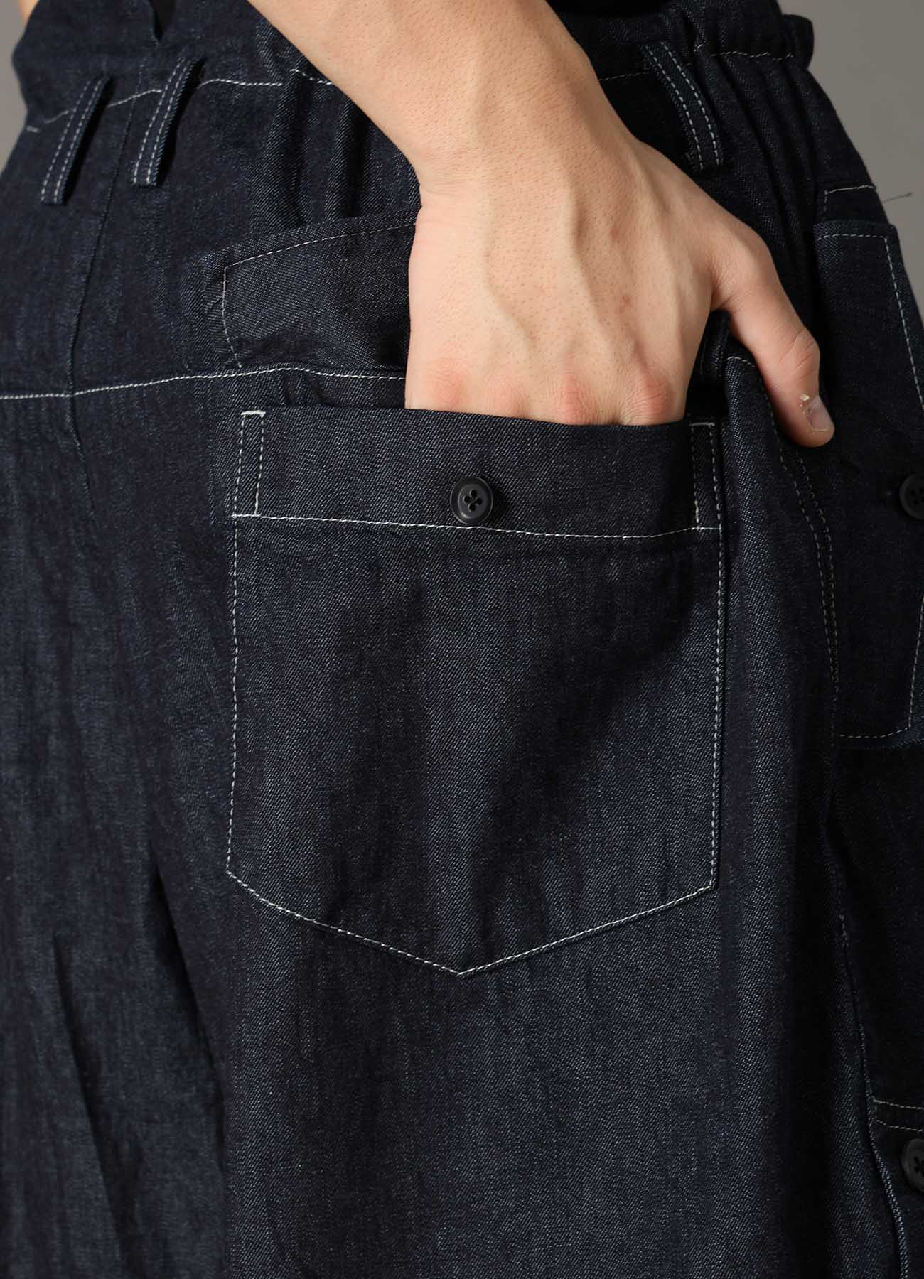 8oz SLUB DENIM SIDE BUTTON SHORT PANTS – THE SHOP YOHJI YAMAMOTO