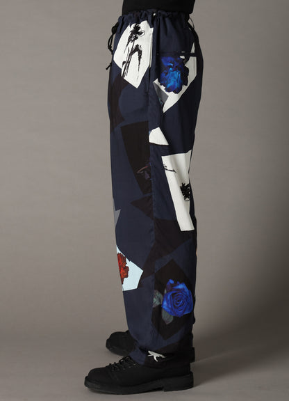 FLORAL PATCHWORK PRINT DRAWSTRING WAIST PANTS