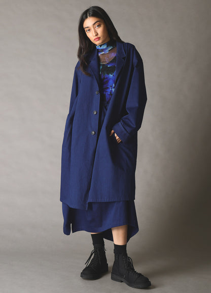 COTTON INDIGO TWILL SQUARE SKIRT