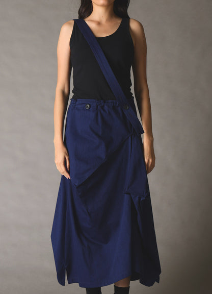 COTTON INDIGO TWILL SQUARE SKIRT