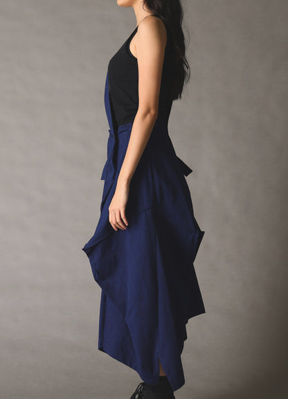 COTTON INDIGO TWILL SQUARE SKIRT