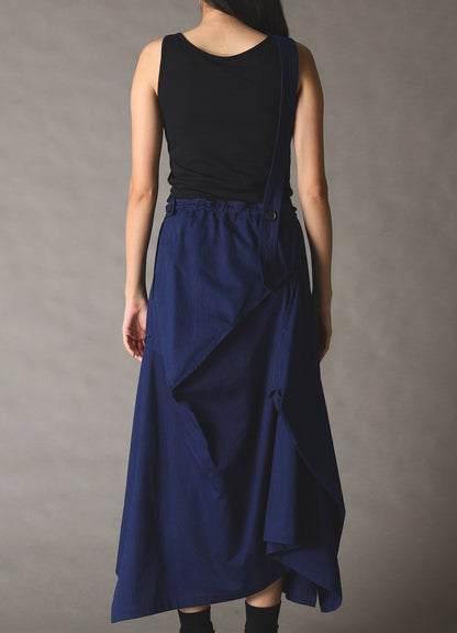 COTTON INDIGO TWILL SQUARE SKIRT