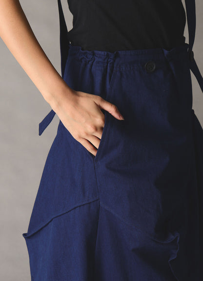 COTTON INDIGO TWILL SQUARE SKIRT