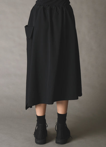 WOOL GABARDINE LEFT-DRAPED GATHERED SKIRT