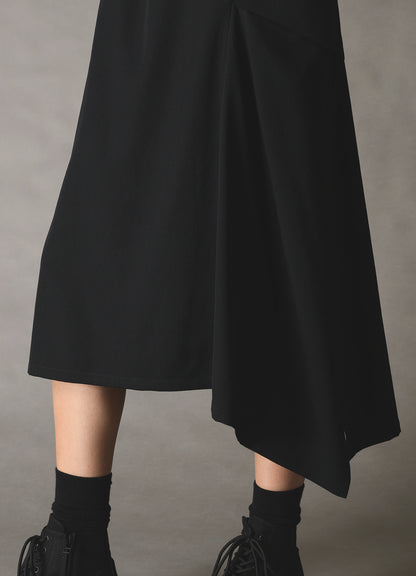 WOOL GABARDINE LEFT-DRAPED GATHERED SKIRT