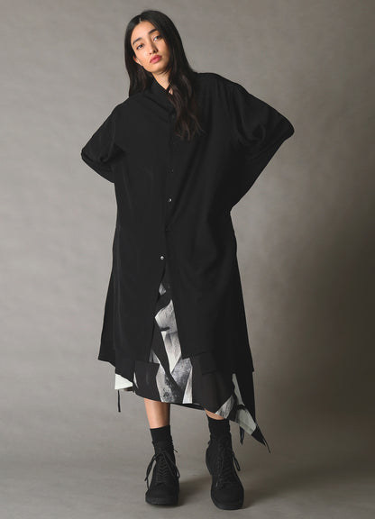 GEOMETRIC PATTERN LEFT DRAPE GATHERED SKIRT