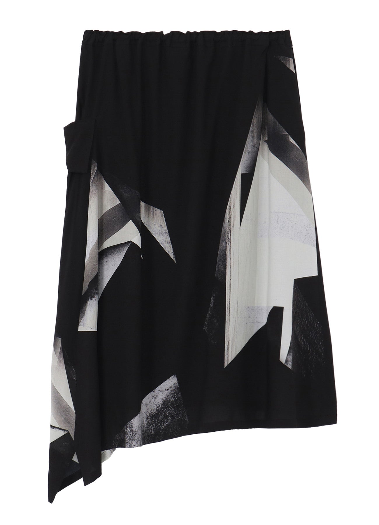 GEOMETRIC PATTERN LEFT DRAPE GATHERED SKIRT