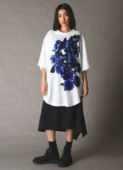 BLUE FLOWER PRINT BIG T-SHIRT
