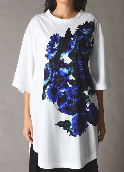 BLUE FLOWER PRINT BIG T-SHIRT