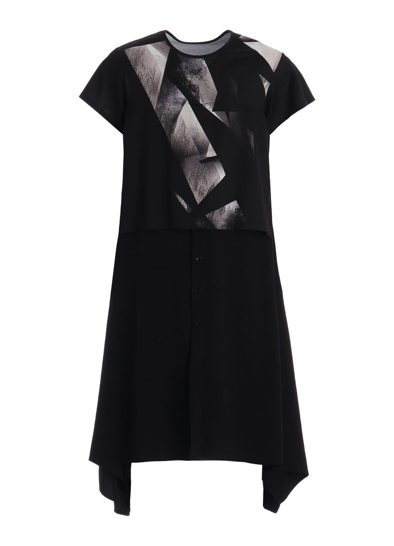 GEOMETRIC CREPE DE CHINE LONG SHIRT LAYERED T – THE SHOP YOHJI