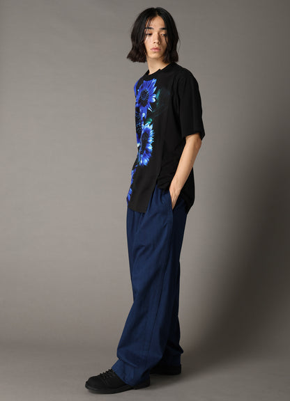 BLUE FLOWER PRINT SHORT SLEEVE T-SHIRT