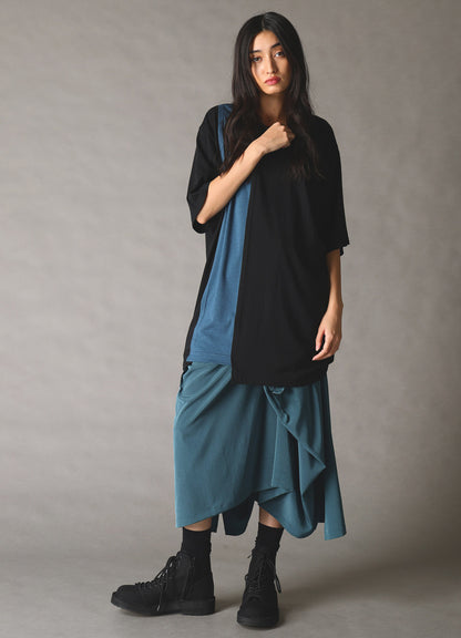 COMBINATION JERSEY SHORT SLEEB T-SHIRT