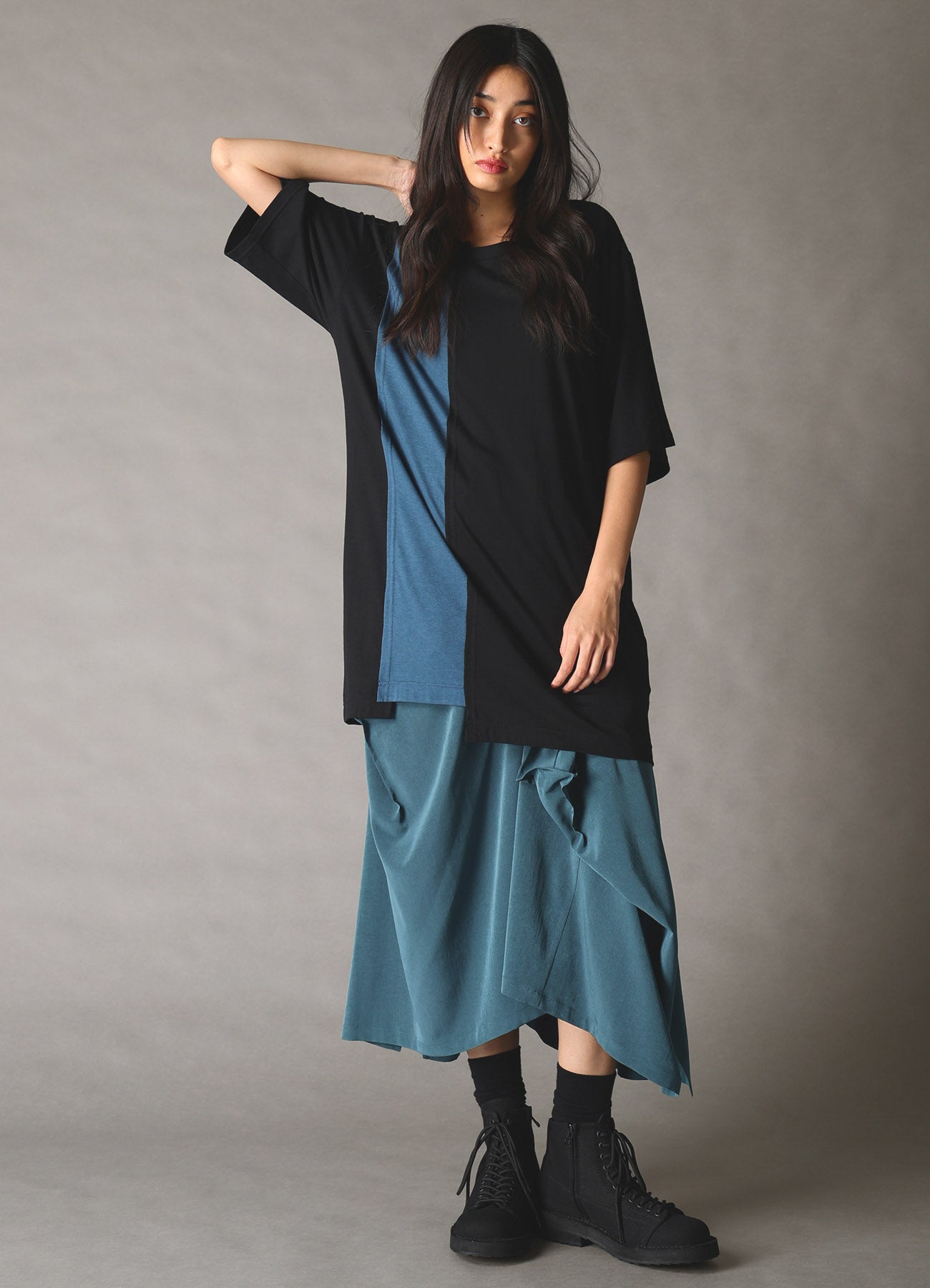 COMBINATION JERSEY SHORT SLEEB T-SHIRT