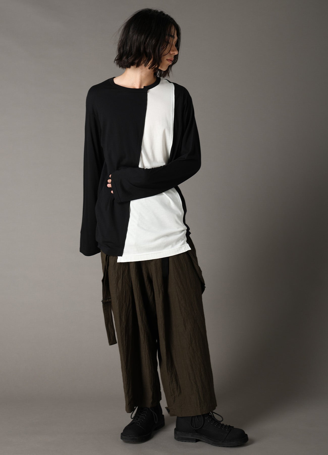 COMBINATION JERSEY LONG SLEEB T-SHIRT – THE SHOP YOHJI YAMAMOTO