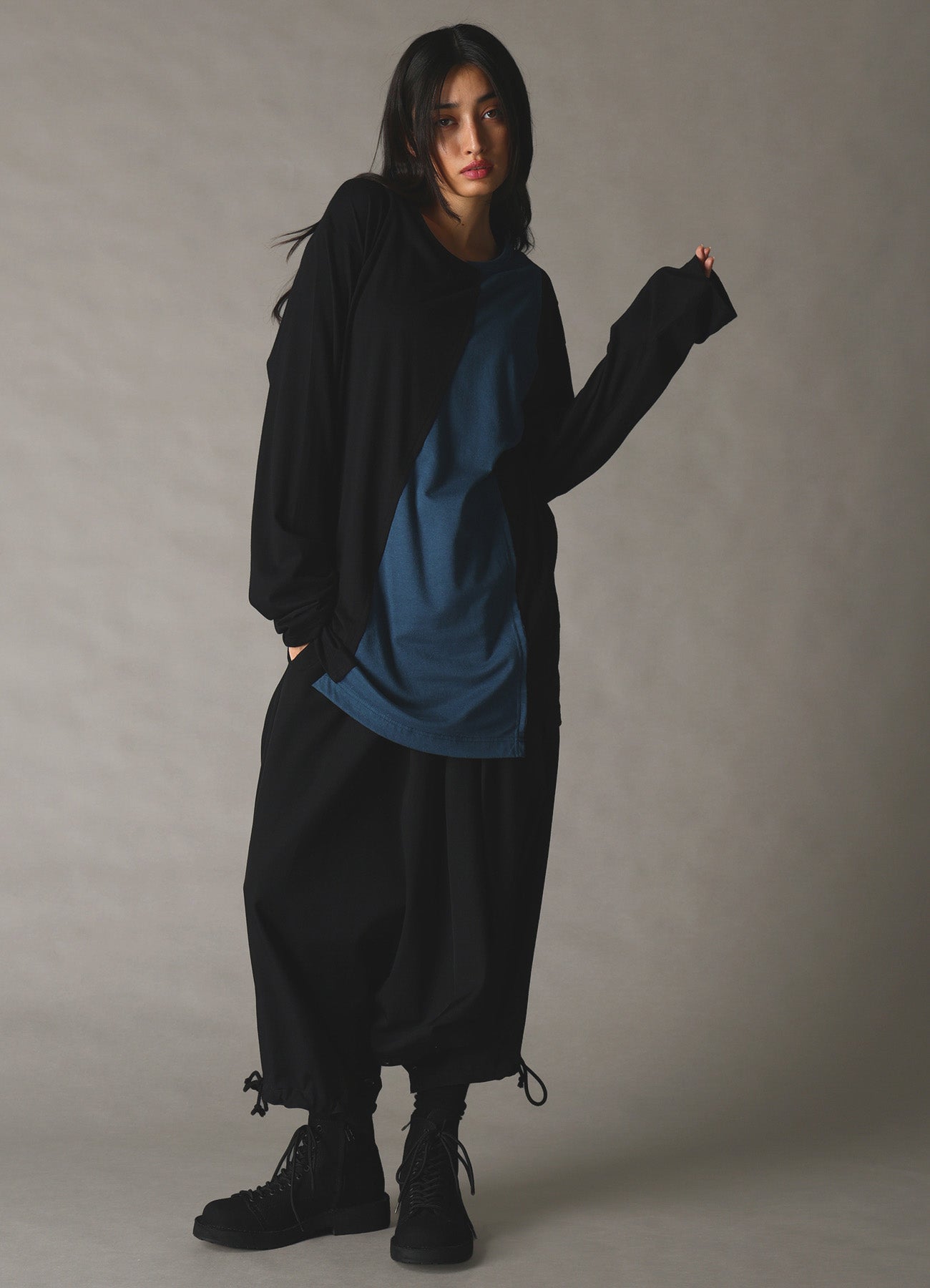 COMBINATION JERSEY LONG SLEEB T-SHIRT