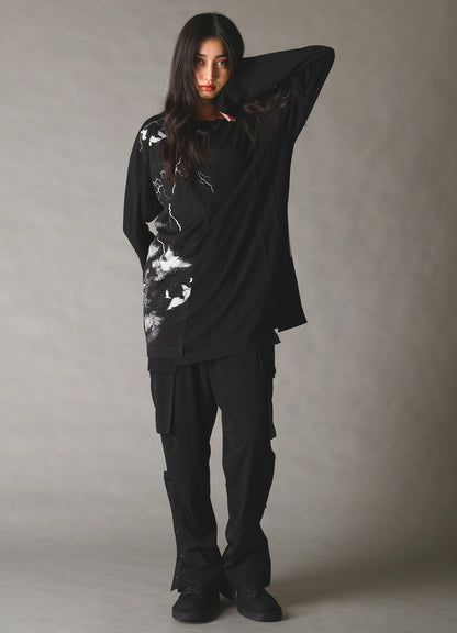 CROW PRINT COTTON JERSEY LONG SLEEVE T