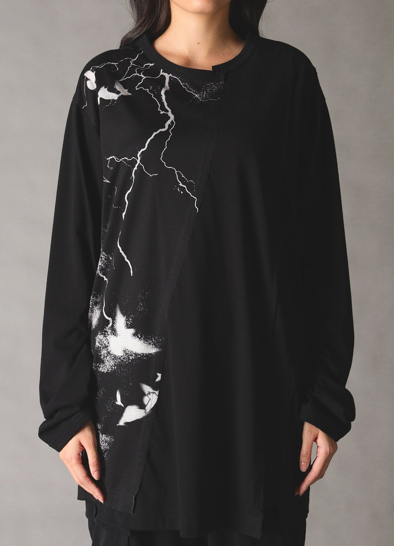 CROW PRINT COTTON JERSEY LONG SLEEVE T