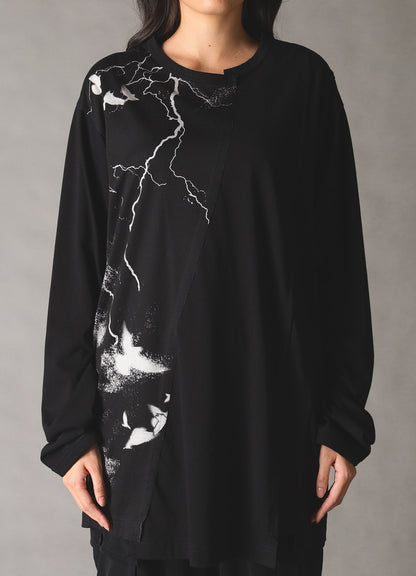 CROW PRINT COTTON JERSEY LONG SLEEVE T