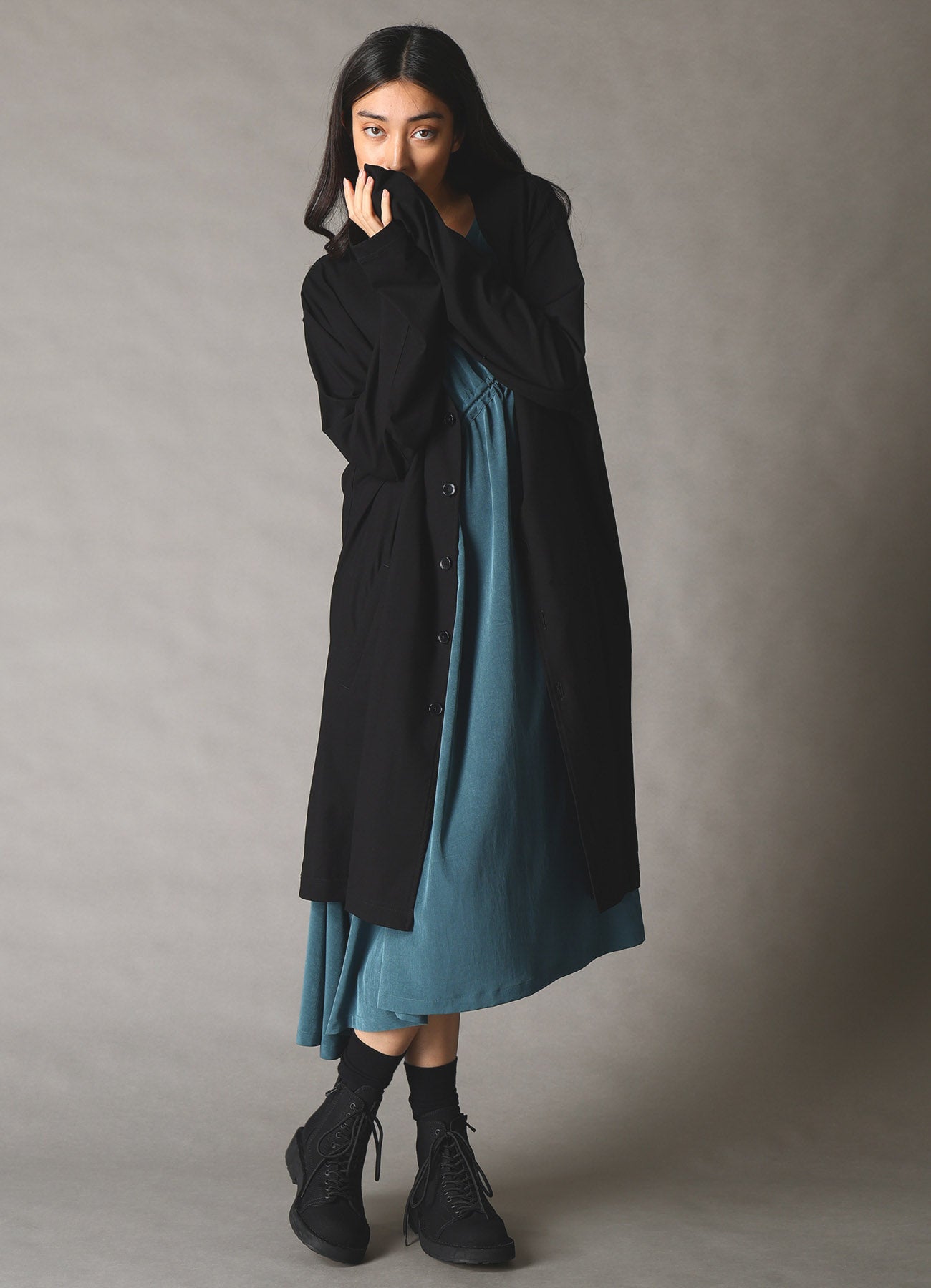 30 HARD TWIST STRETCH JERSEY LONG CARDIGAN