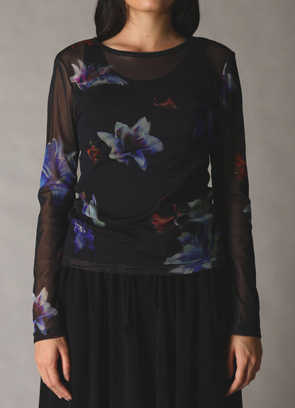 【1/16 10:00(JST) Release】LILY PATTERN SOFT TULLE LONG SLEEVE T
