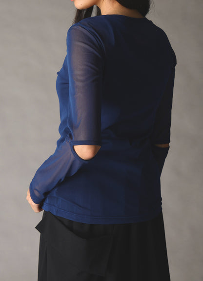 SOFT TULLE ELBOW CUT-OUT TOP