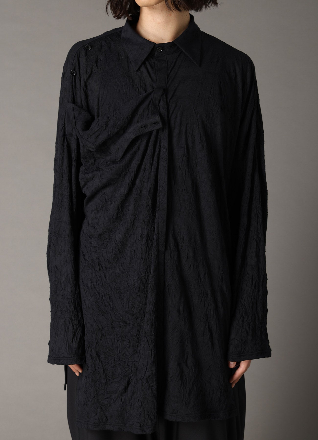 T/C WASHER JERSEY FRONT DRAPE SHIRT