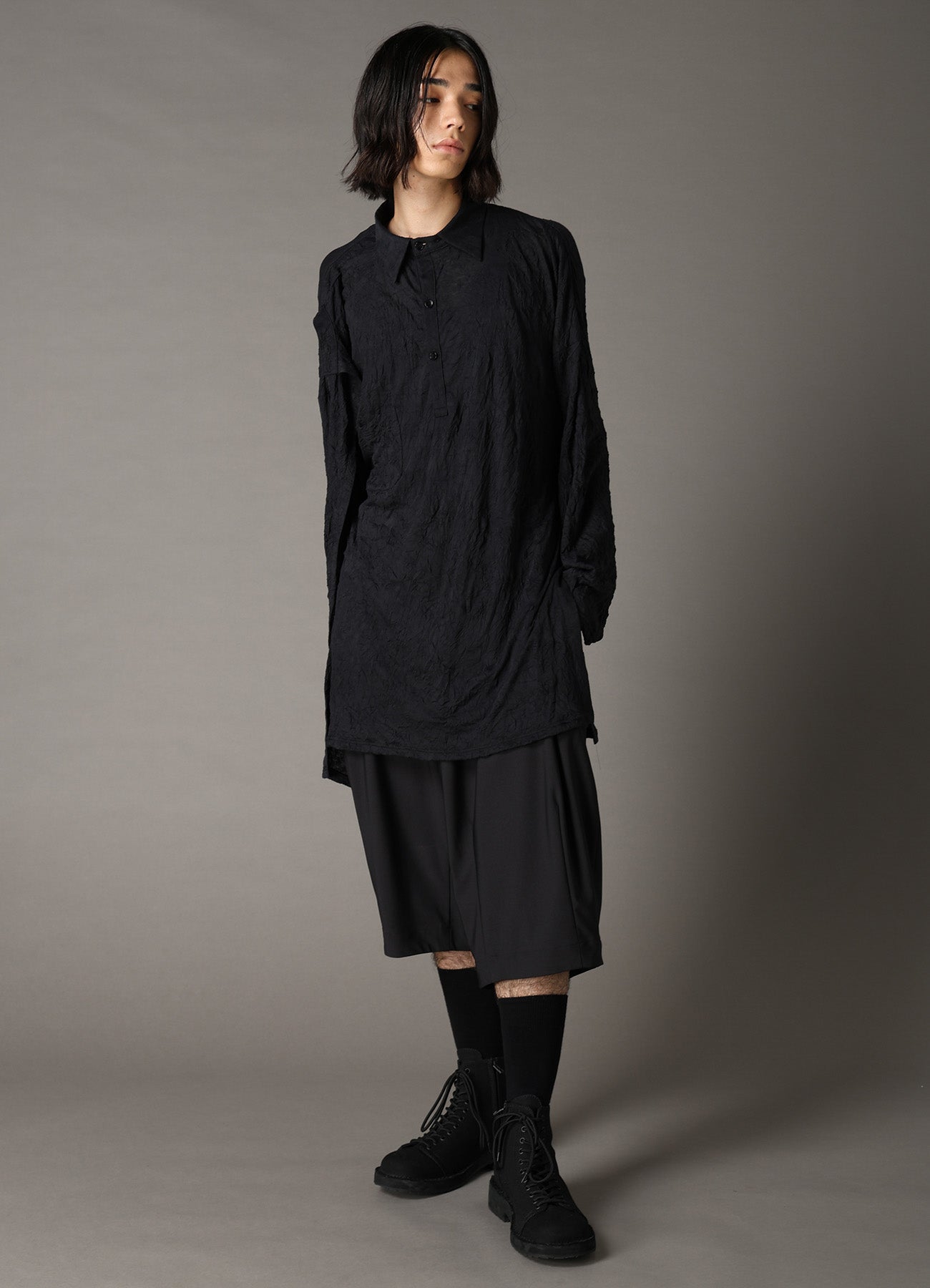 T/C WASHER JERSEY FRONT DRAPE SHIRT