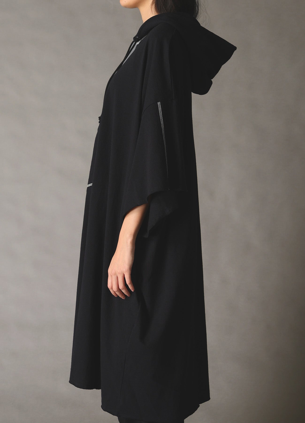 SLUB JERSEY LONG HOODIE WITH CHEST POCKET