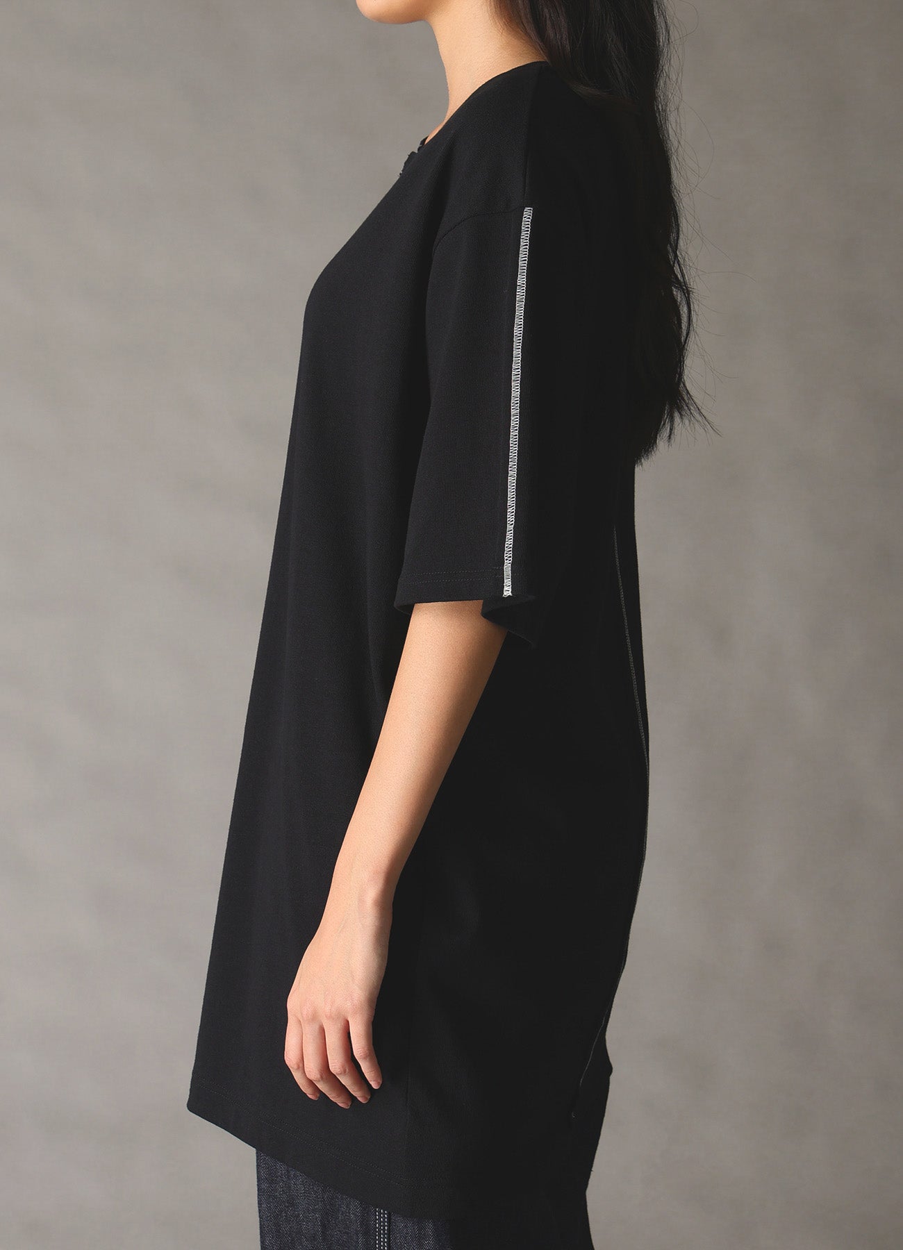 SLUB JERSEY SWITCHING T-SHIRT