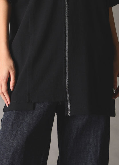 SLUB JERSEY SWITCHING T-SHIRT