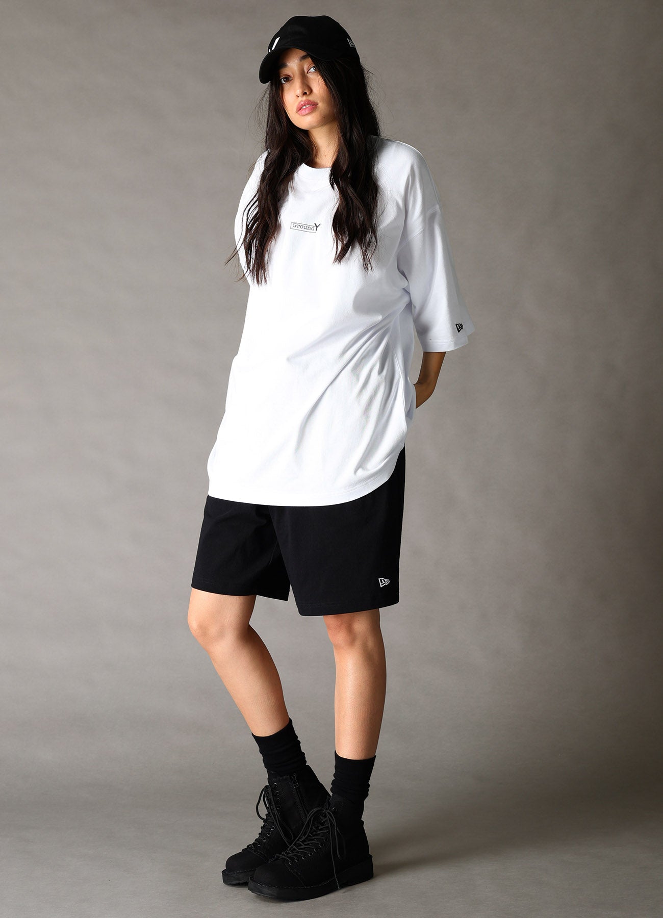 ground y yohji yamamotoオーバーTシャツ Ground Y×NEW ERA Ground Y BOX LOGO SHORT SLEEVE T – THE SHOP YOHJI