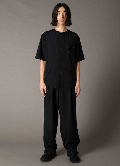 WOOL GABARDINE PIPING VEST