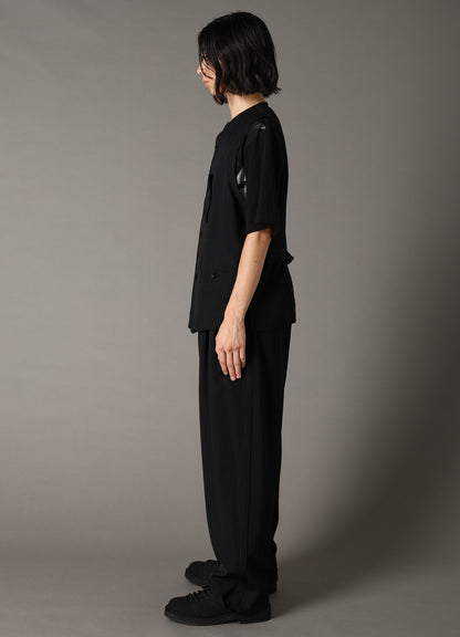 WOOL GABARDINE PIPING VEST