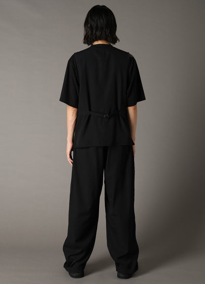 WOOL GABARDINE PIPING VEST