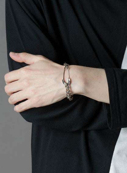 BRASS CHAIN BRACELET WOOL PIN