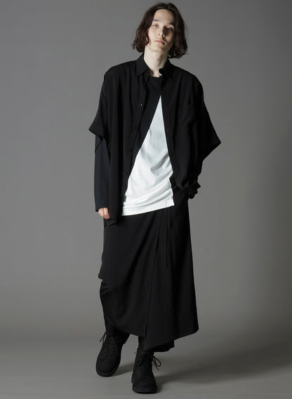 CREPE DE CHINE FRONT DOLMAN BIG SHORT SLEEVED SHIRT