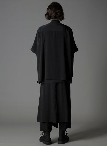 CREPE DE CHINE FRONT DOLMAN BIG SHORT SLEEVED SHIRT