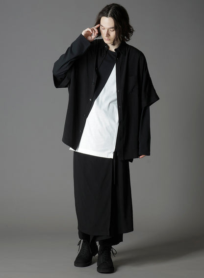 CREPE DE CHINE FRONT DOLMAN BIG SHORT SLEEVED SHIRT