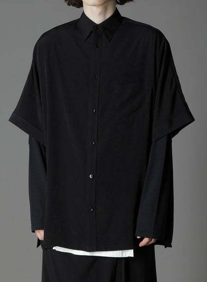 CREPE DE CHINE FRONT DOLMAN BIG SHORT SLEEVED SHIRT