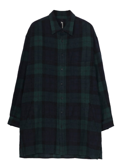 BIG REFINE PLAID LONG SHIRT W/WAIST POCKET
