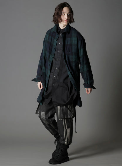 BIG REFINE PLAID LONG SHIRT W/WAIST POCKET