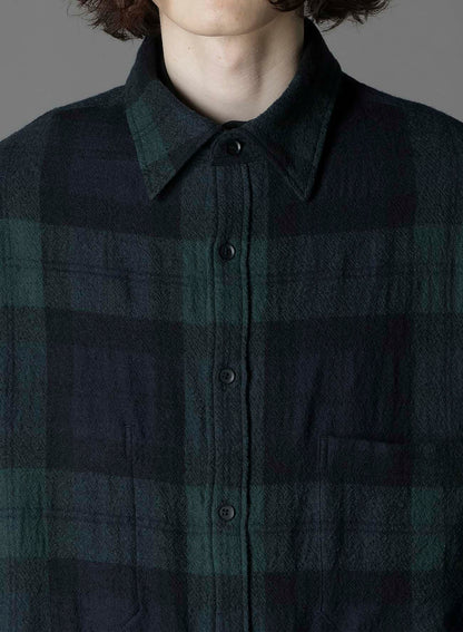 BIG REFINE PLAID LONG SHIRT W/WAIST POCKET