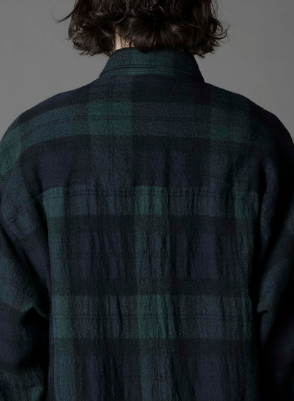 BIG REFINE PLAID LONG SHIRT W/WAIST POCKET