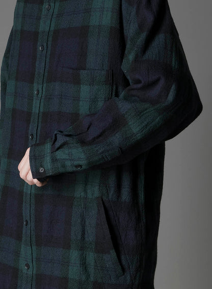 BIG REFINE PLAID LONG SHIRT W/WAIST POCKET