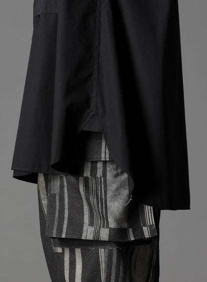SWITCHING MATERIAL FRONT PANAL STANDARD BLACK SHIRT