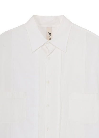 SWITCHING MATERIAL PATCHWORK WHITE SHIRT