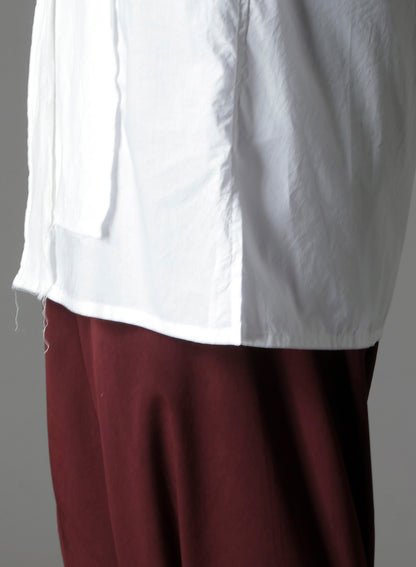 SWITCHING MATERIAL PATCHWORK WHITE SHIRT