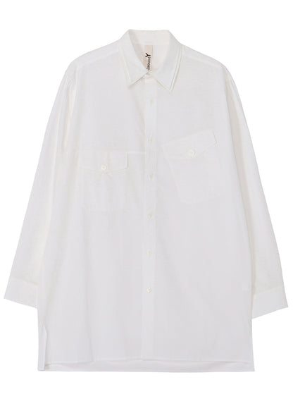 COTTON BROAD DOUBLE COLLAR SLANTED POCKET SHIRT