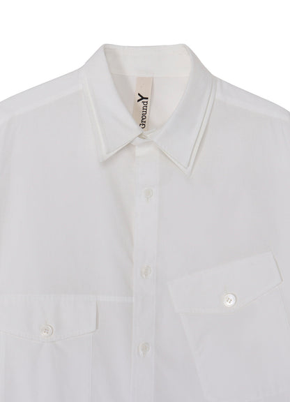 COTTON BROAD DOUBLE COLLAR SLANTED POCKET SHIRT